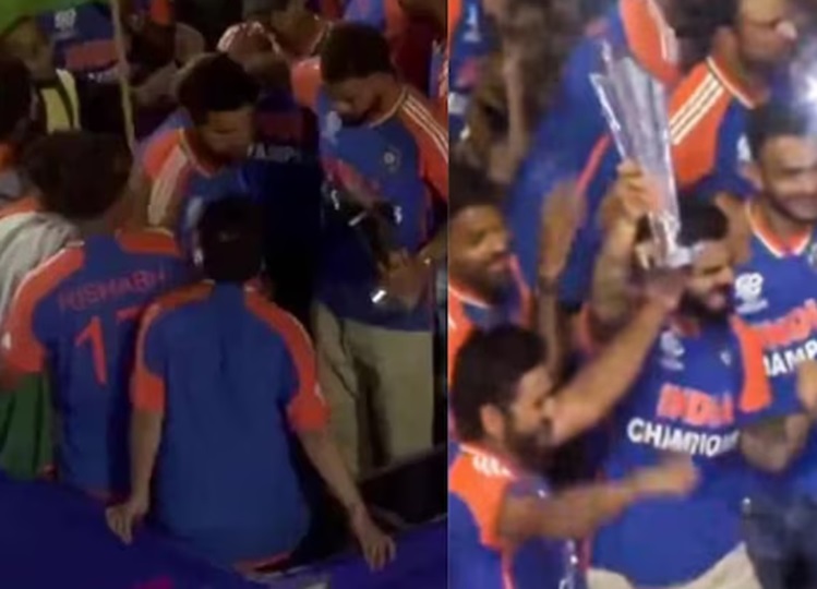 Video: During Team India's victory parade, Kohli and Rohit Sharma lifted the T20 World Cup trophy together, it's a sight to behold