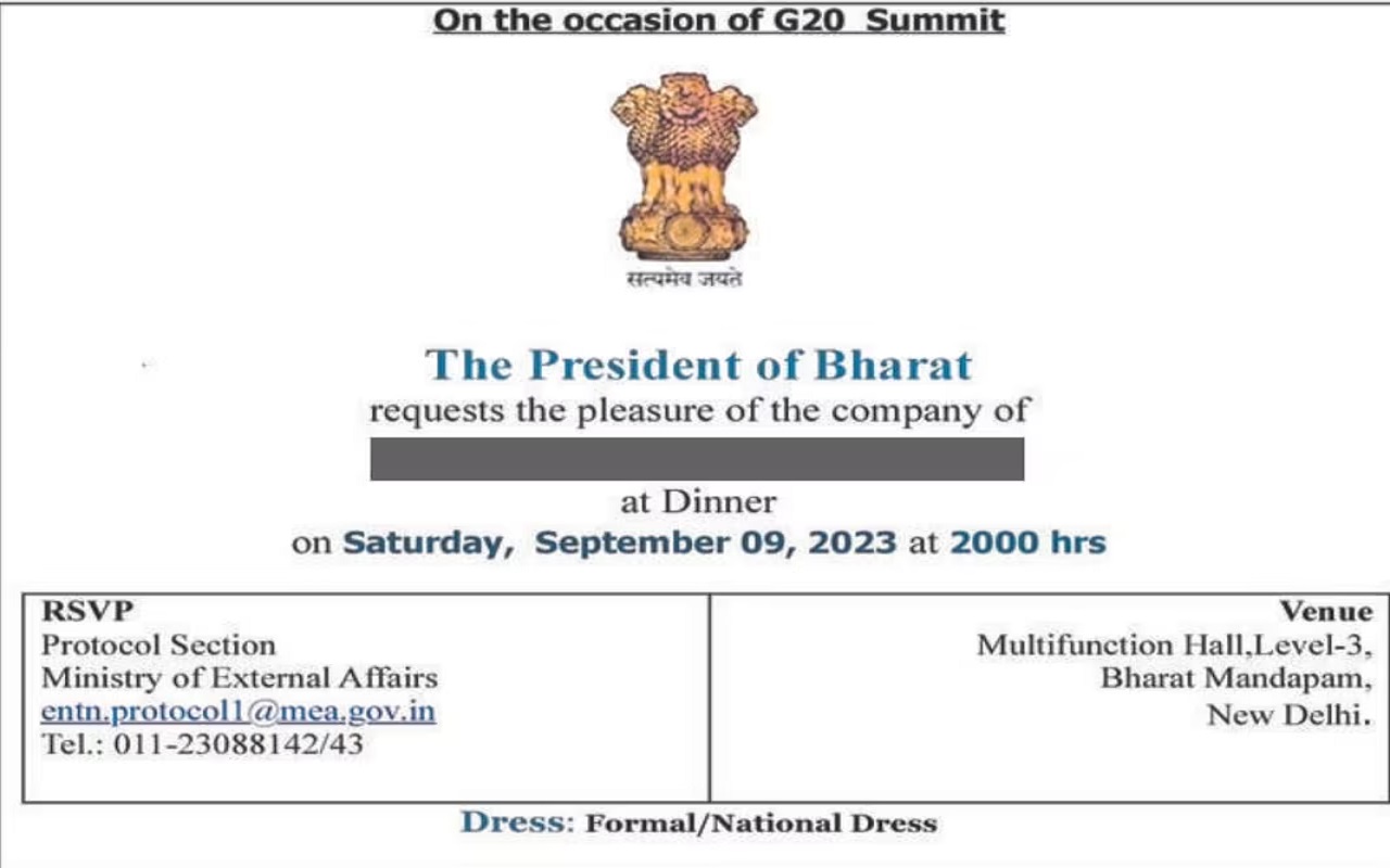 New controversy started over India-Bharat, opposition government attacked, Indian official is written on G20 card