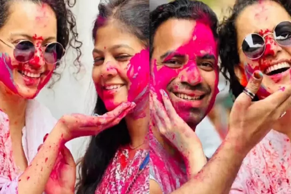 Kangana Ranaut played Holi with great pomp on the sets, see