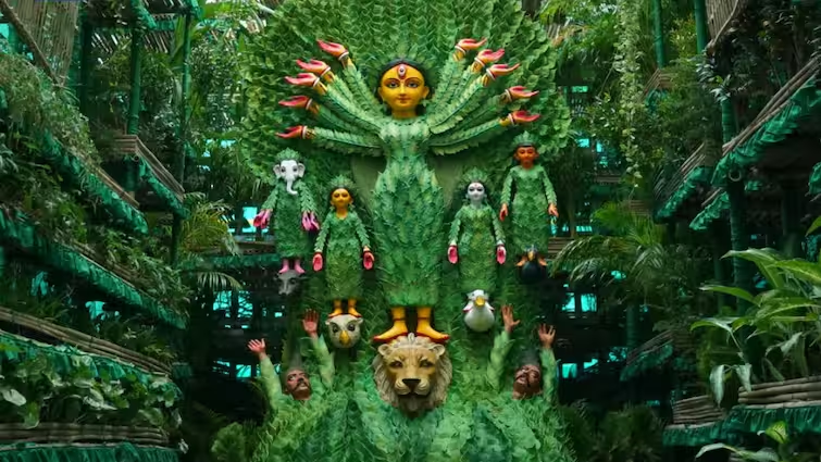 Eco-friendly green Durga Puja pandal in Kolkata creates buzz on social media