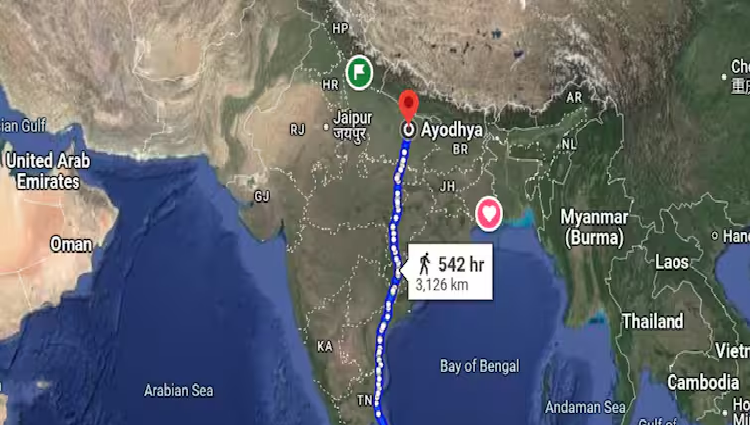 Google Maps said: Lord Ram could travel from Sri Lanka to Ayodhya in 21 days, but you won't be able to do so!