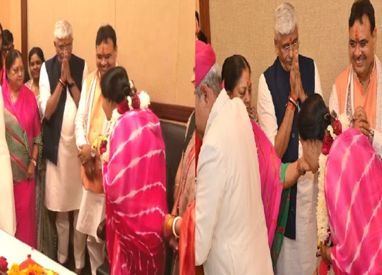 Rajasthan: Vasundhara Raje gave such blessings to Bhajanlal Sharma after assuming the charge of CM, see also.