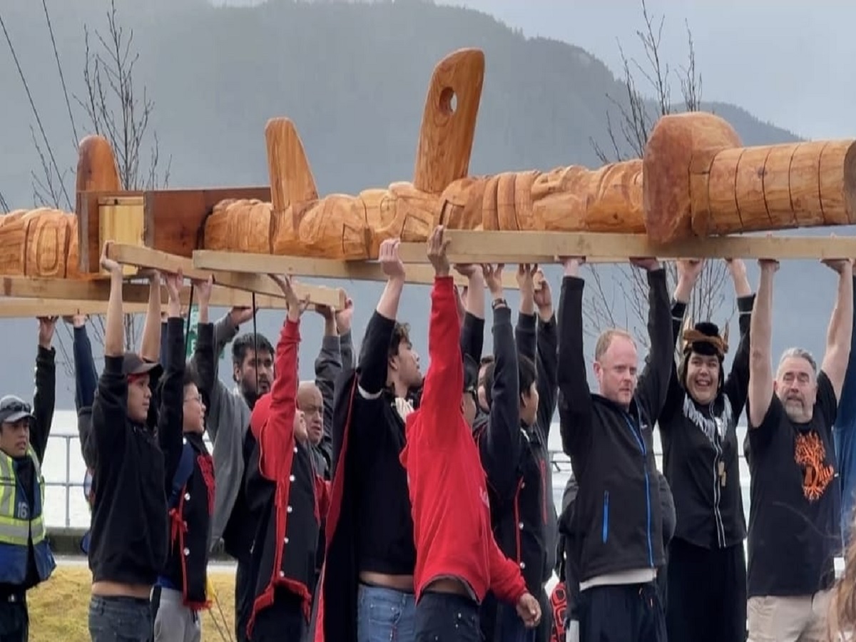 The Nisga'a community installed a welcome pillar for the first time