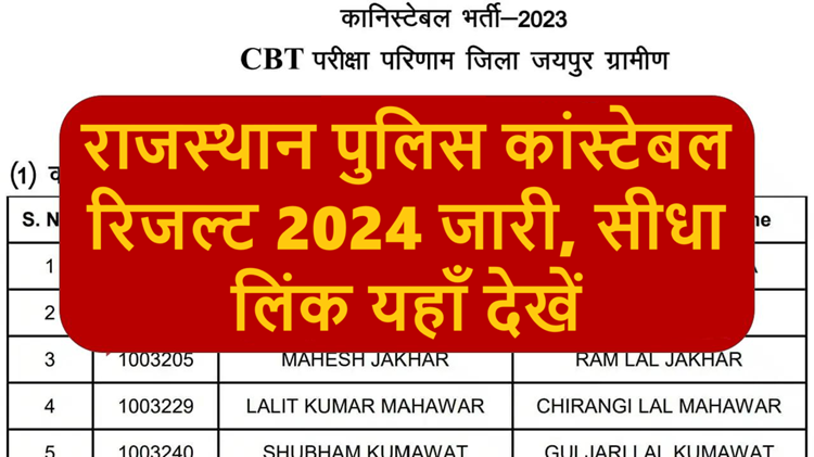 Rajasthan Police Constable Result 2024 released, check direct link here