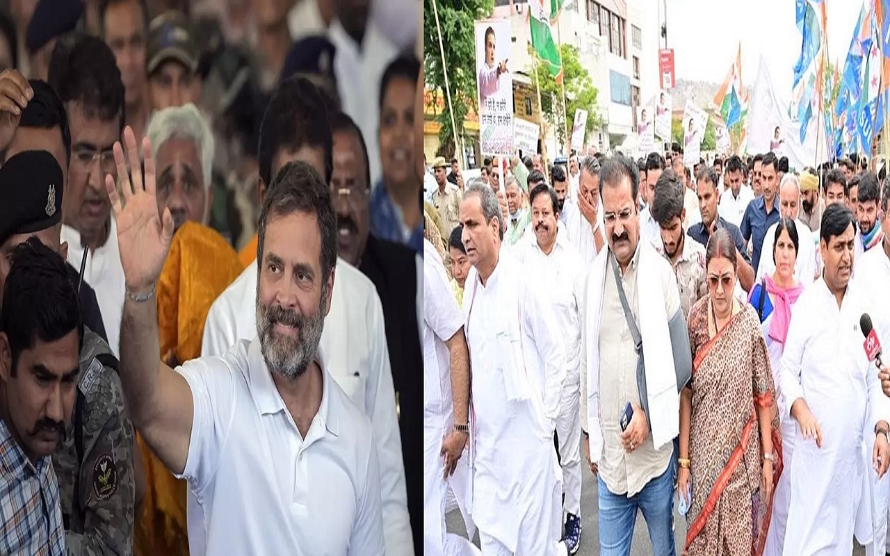  Rajasthan Congress workers protest outside the headquarters in support of Rahul Gandhi