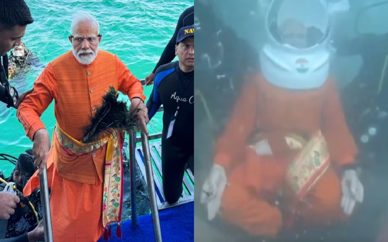 PM Modi: Prime Minister visited Shri Krishna's Dwarka city submerged in water, presented peacock feathers