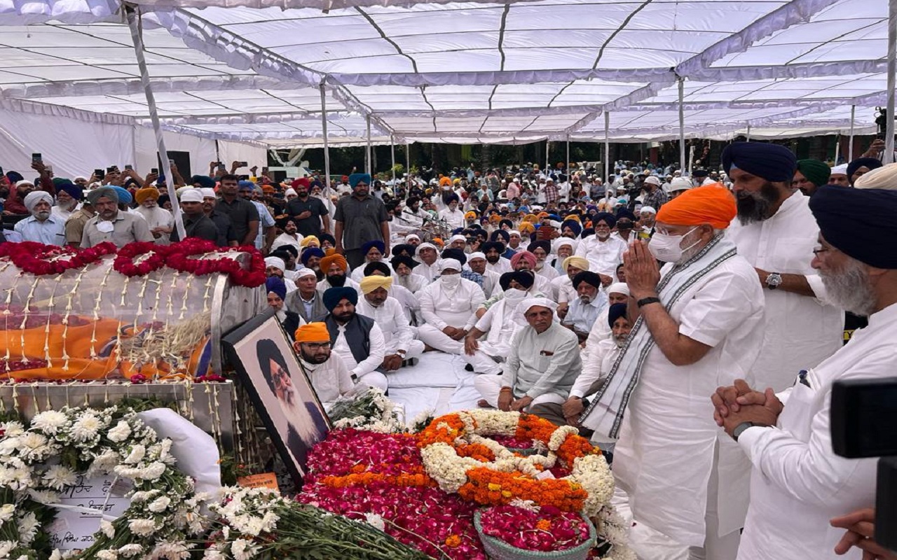 People gather at his native village to pay last respects to Badal.